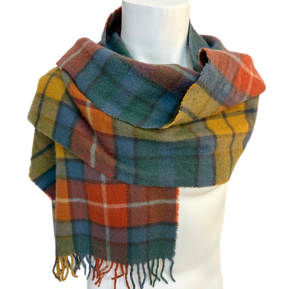 Holt Renfrew Wool Tartan Scarf 🇨🇦 – Multicolour Plaid Fringe - Picture 1 of 7